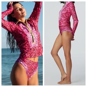 Watskin Mia 1/2 Zip Pullover with Belle Bottom in Mini Floral | LARGE NWT